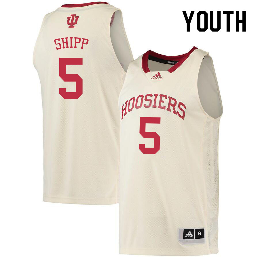 Youth #5 Michael Shipp Indiana Hoosiers College Basketball Jerseys Sale-Cream - Click Image to Close